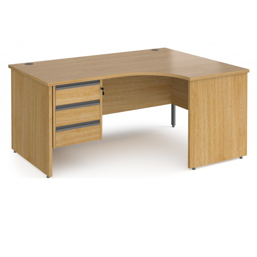 Harlow Panel End Ergonomic Desk with Three Drawer Pedestal